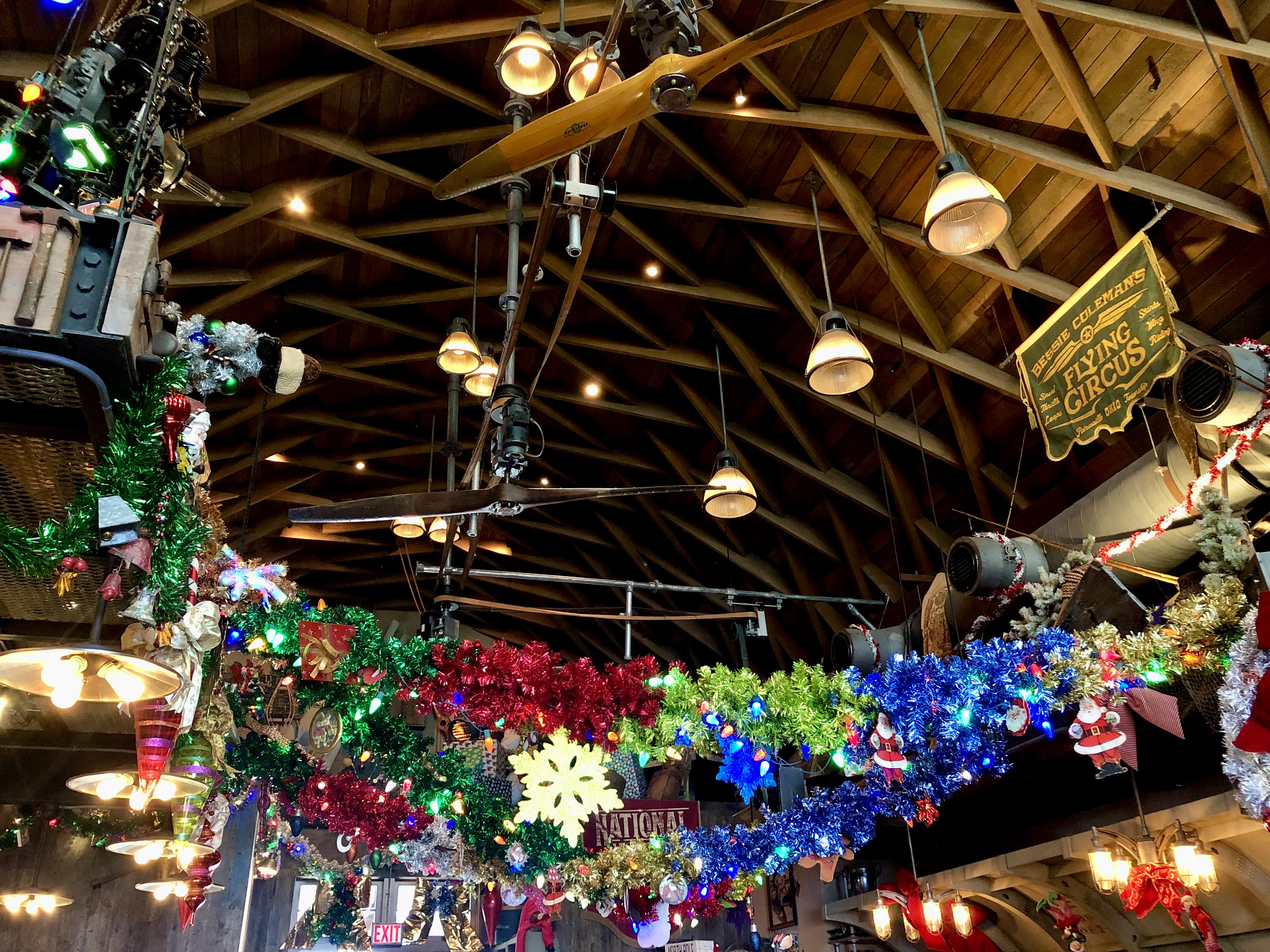 jock lindsey's holiday bar decorations at disney springs