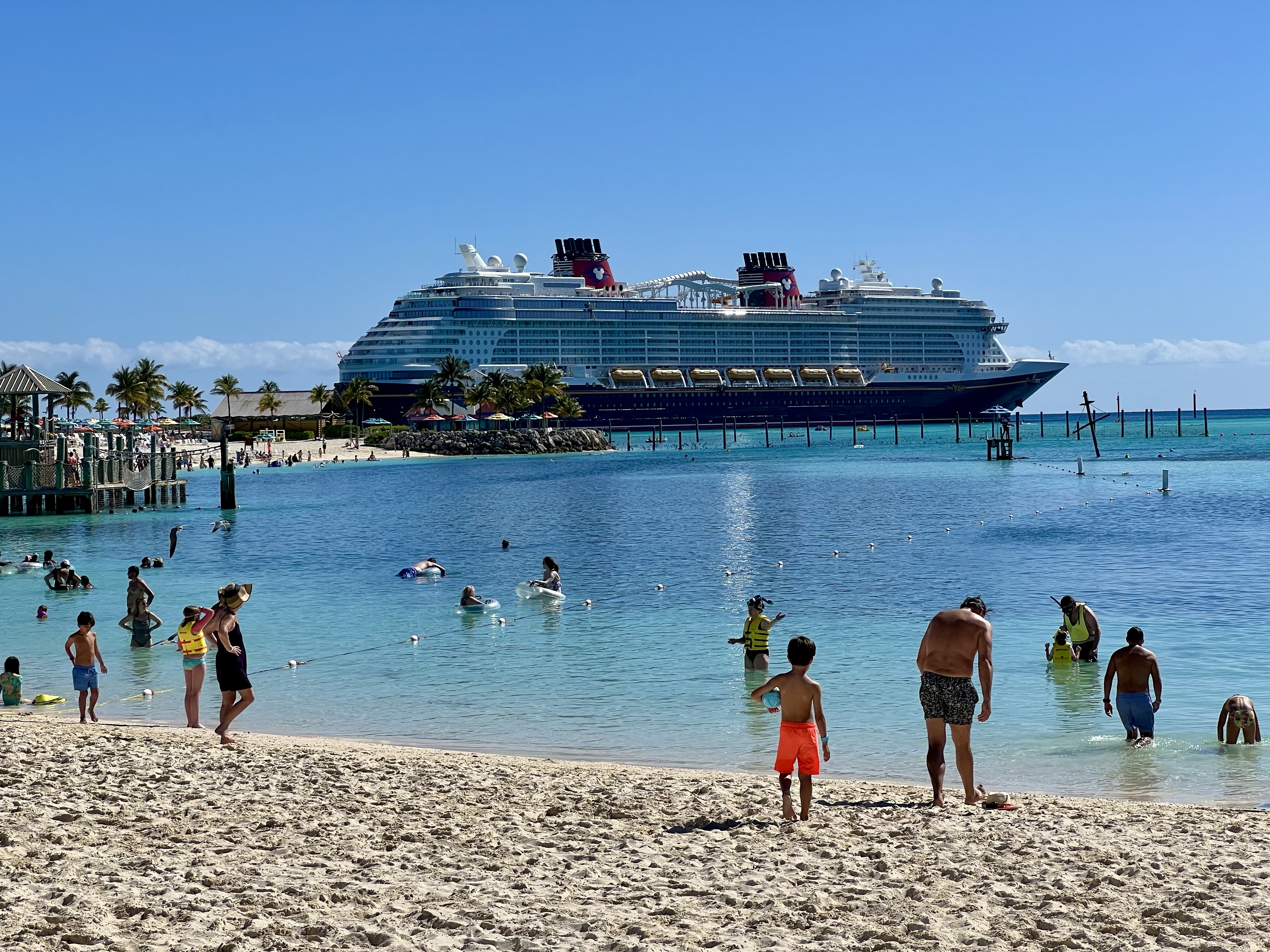 disney wish ship from castaway cay family beach