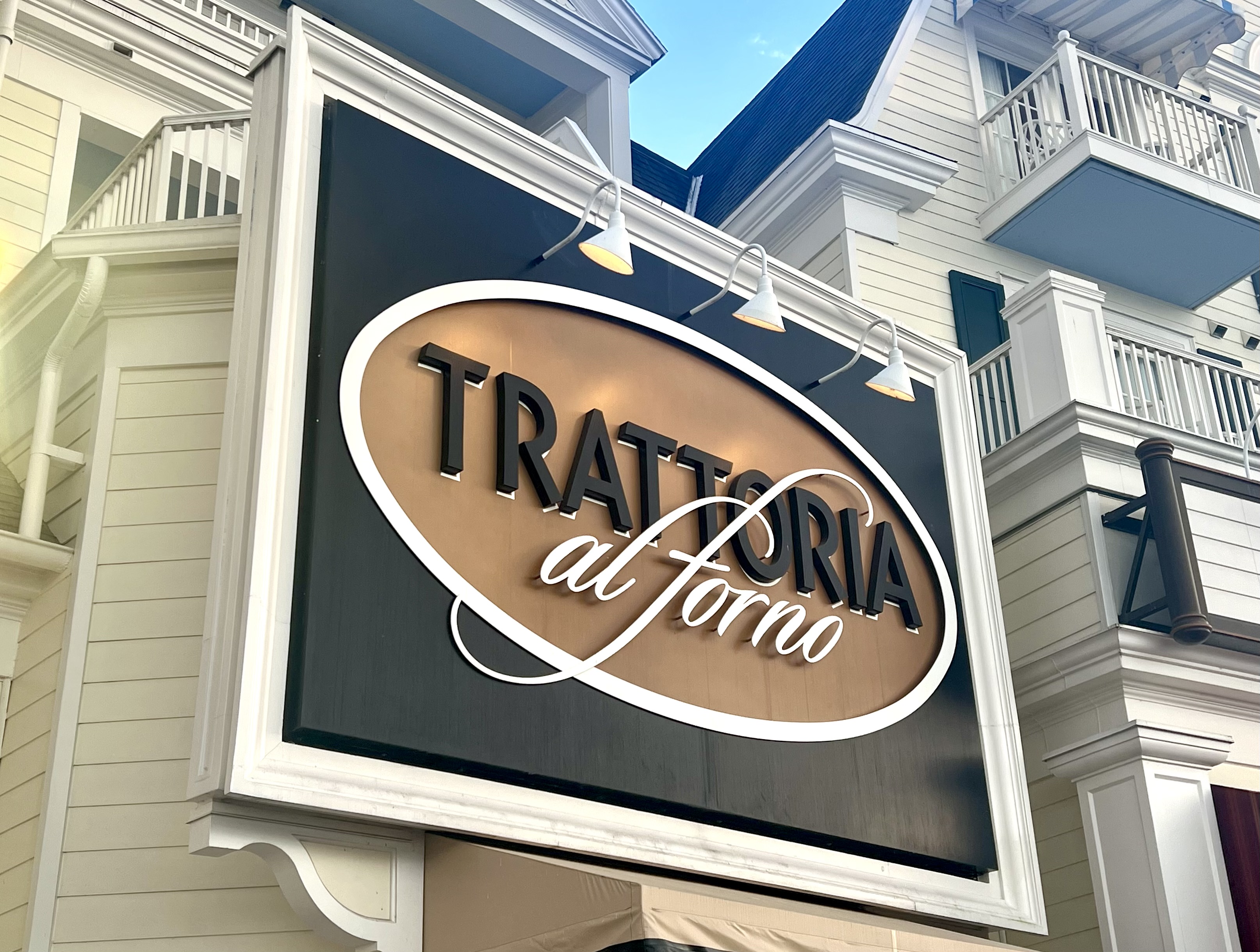 trattoria al forno sign at disney's boardwalk